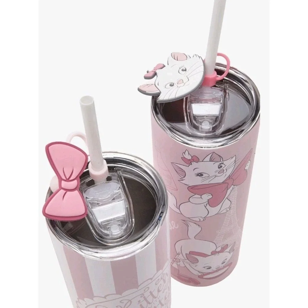 Disney The Aristocats Marie Stainless Steel 2 Tumblers 20oz Silicone Top New Box